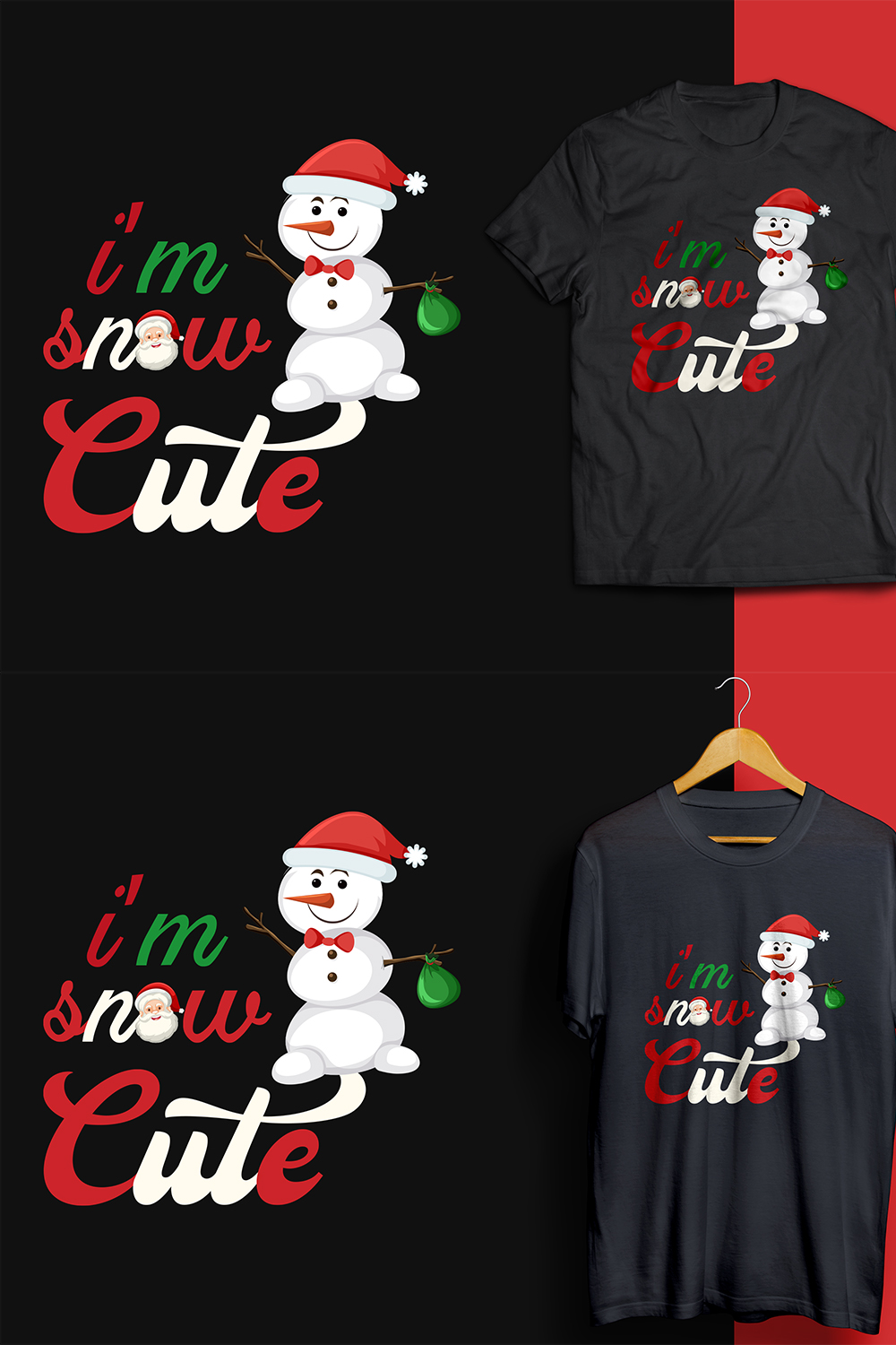 Cute Christmas Snowman Design pinterest image.