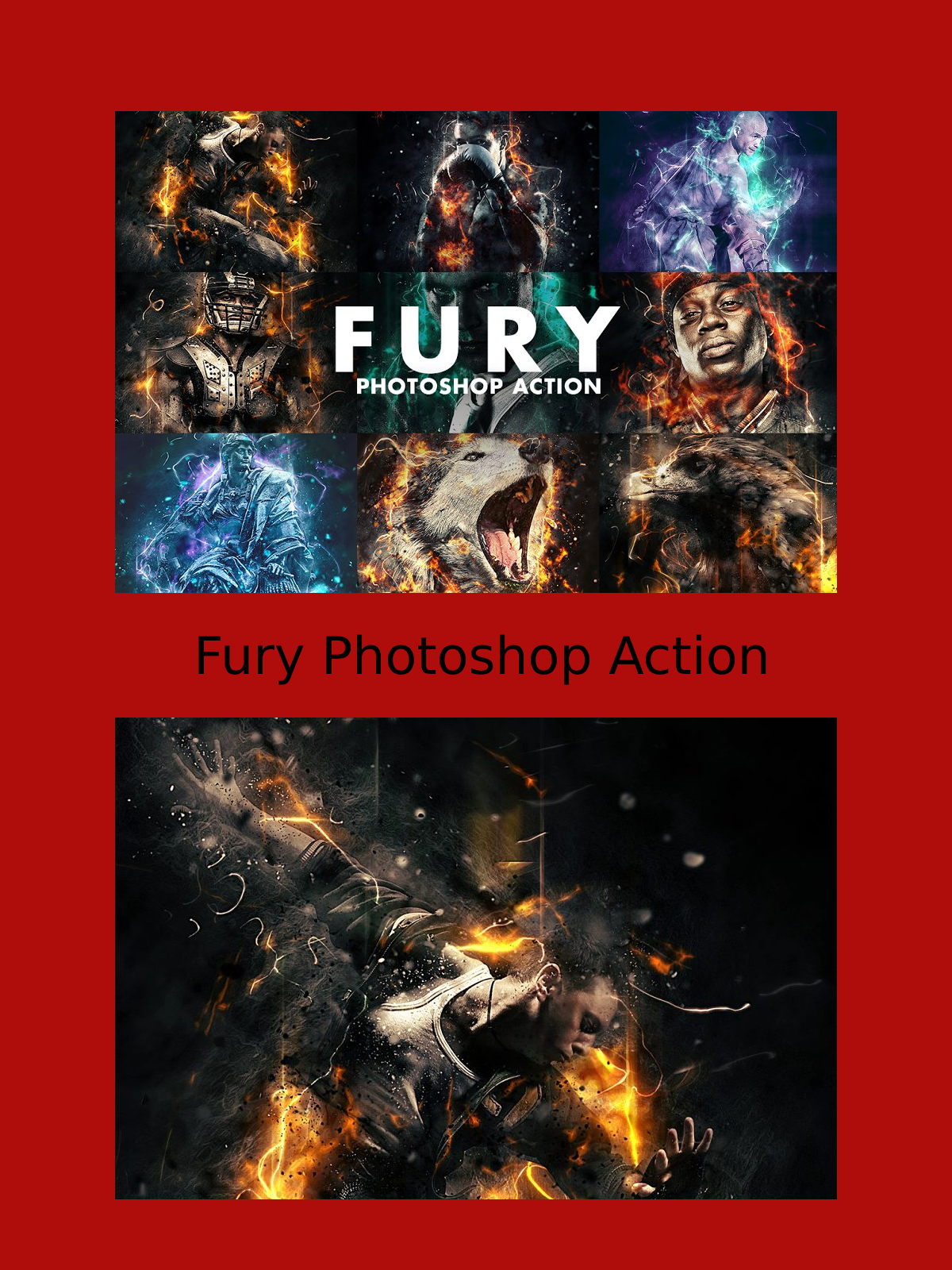 Fury photoshop action - pinterest image preview.