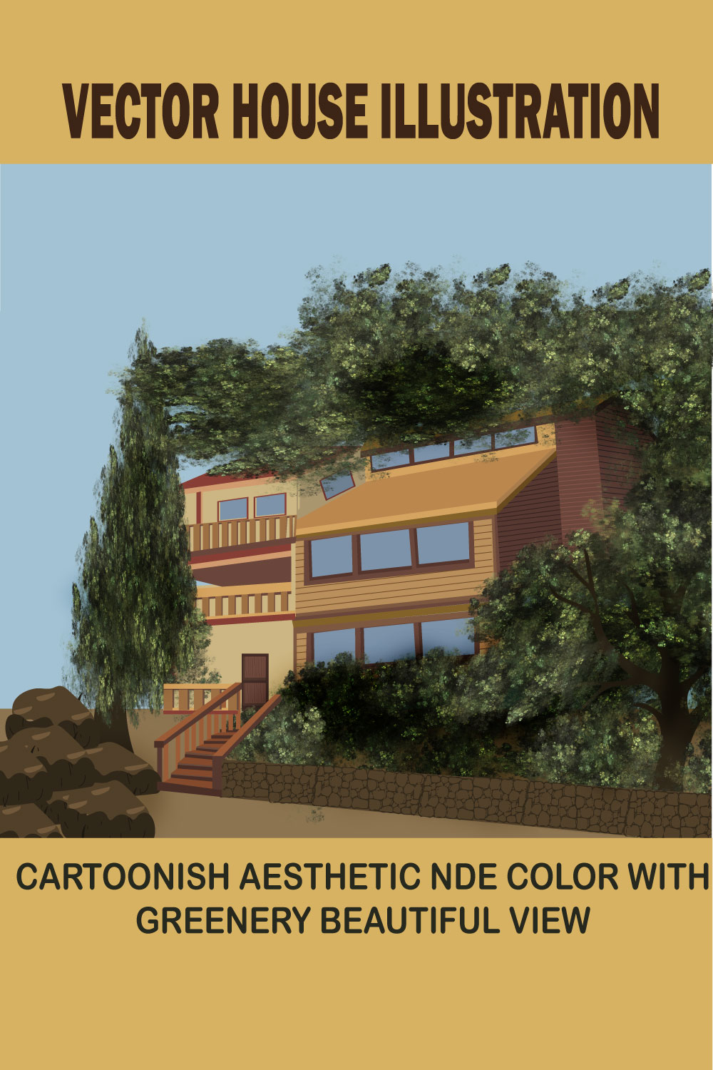 Aesthetic Colony Vector House with Beautiful Colors pinterest image.