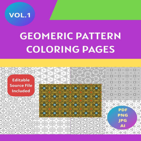 Geometric Pattern Coloring Pages main cover.
