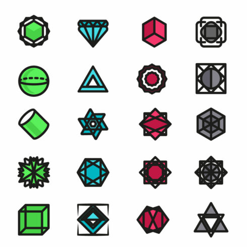 Geometric Icons Set – Geometric UI Icons main cover.