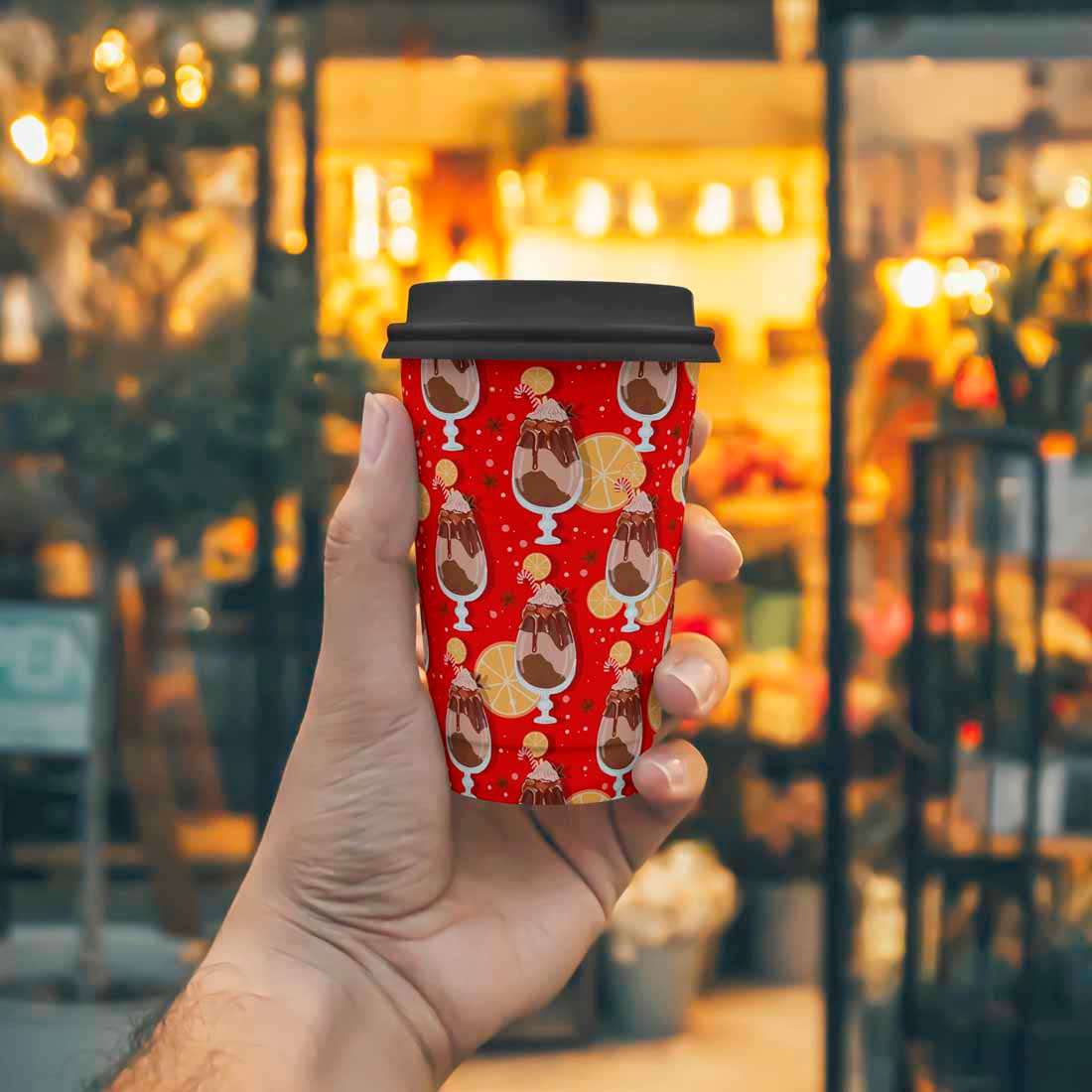 Image of a paper cup with exquisite patterns with winter cocoa.
