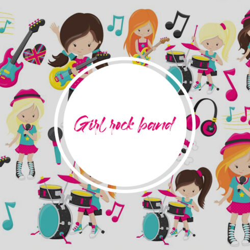 Girl rock band illustration pack.
