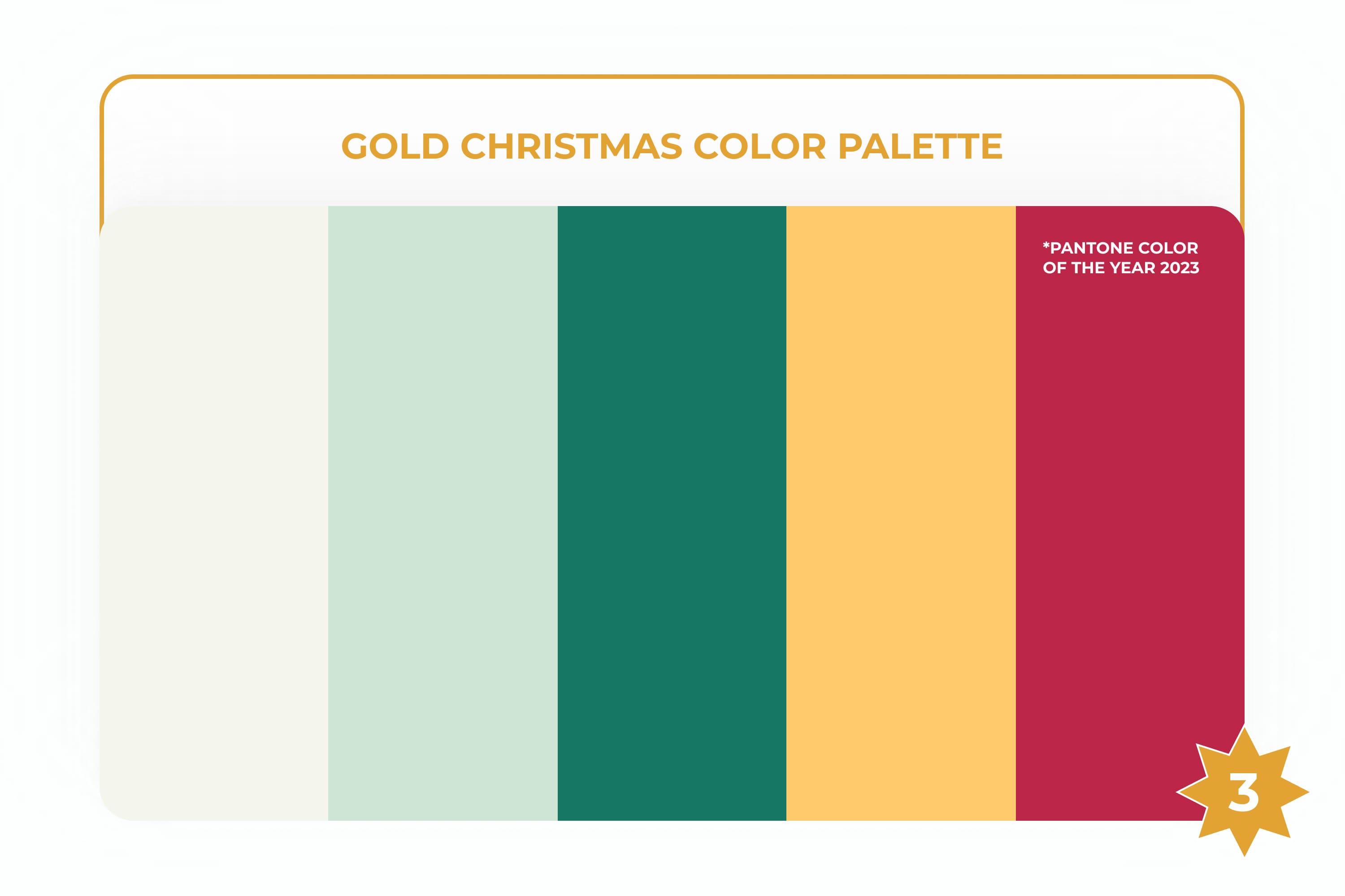 Collage of colored stripes in a gold palette with green and red.