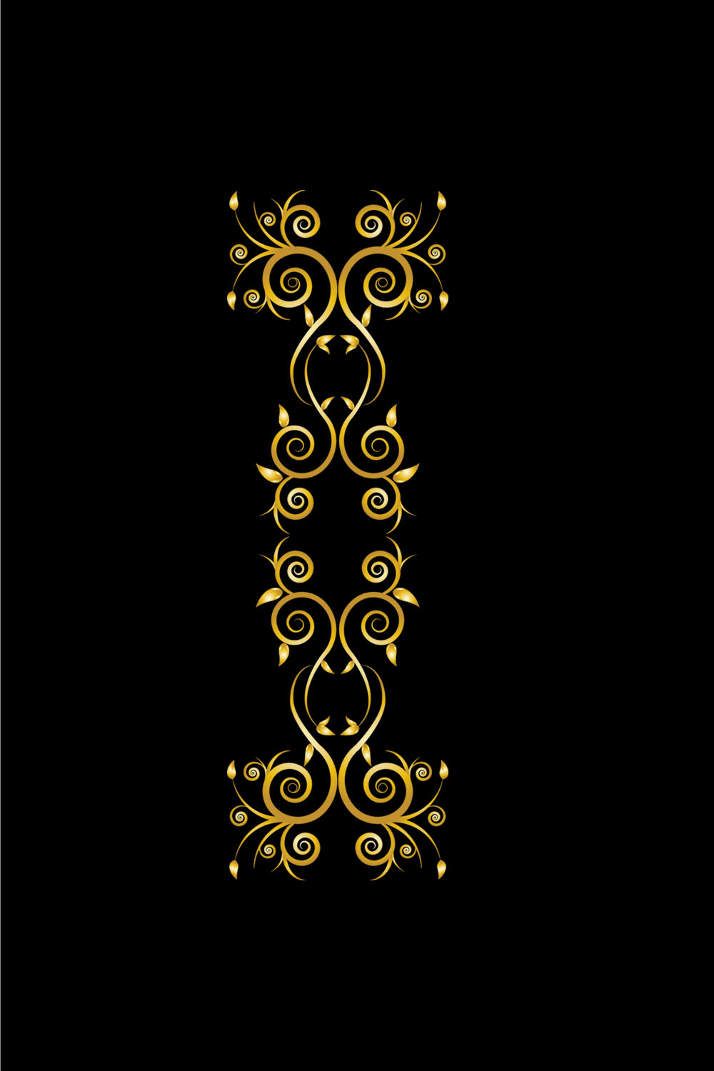 Floral Ornament Golden Design Vector on Black Color pinterest image.