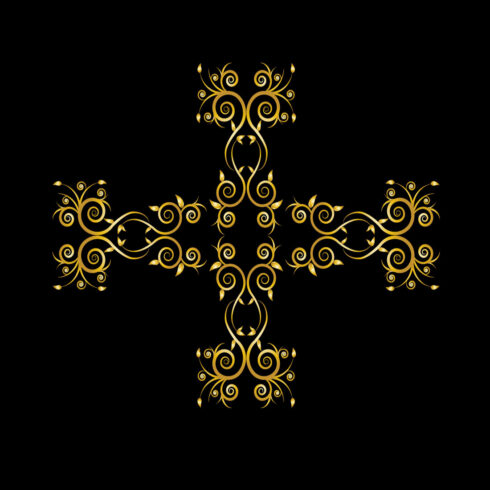 Golden Floral Ornament Frame Design on Black Color cover image.