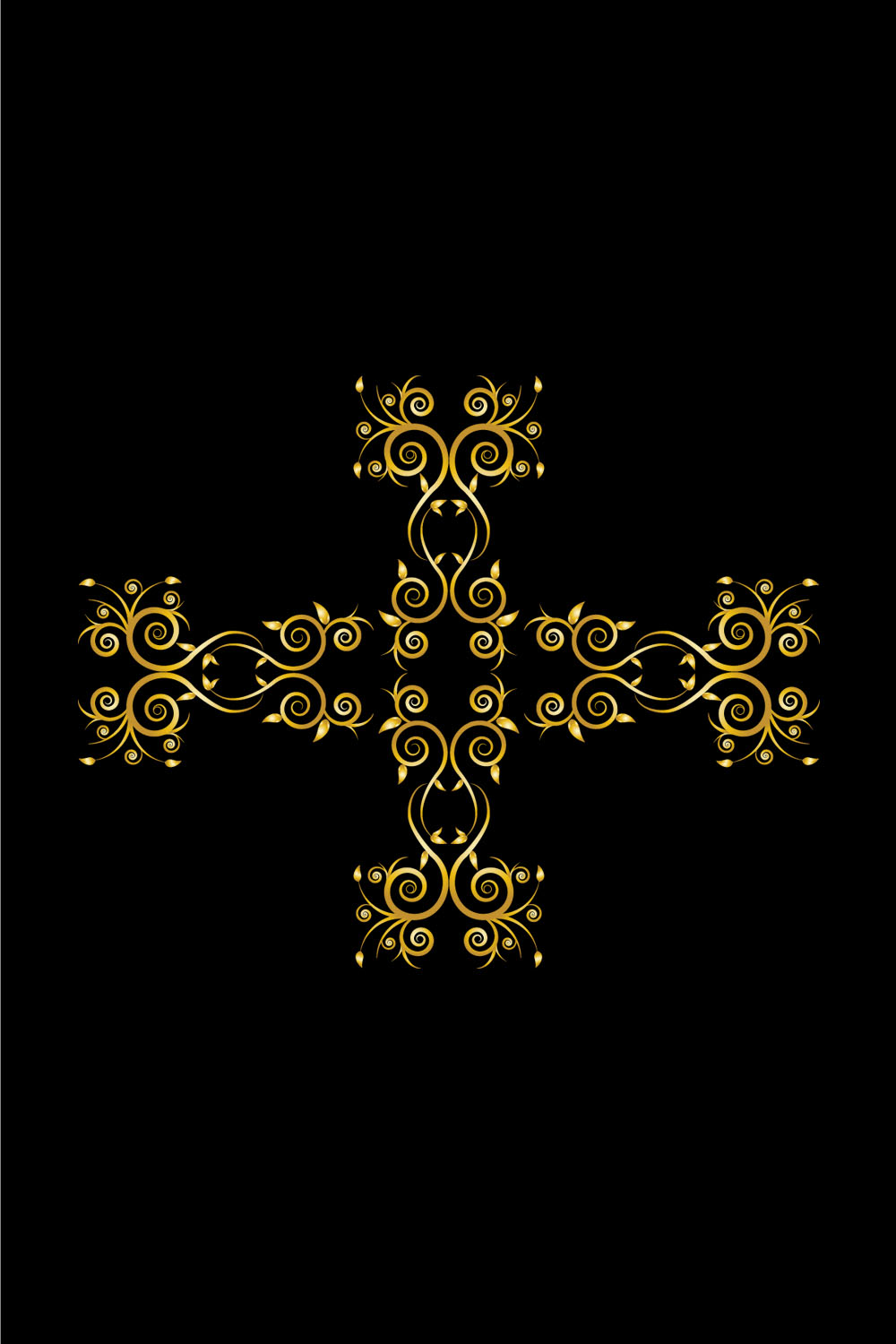 Golden Floral Ornament Frame Design on Black Color pinterest image.