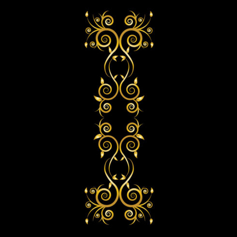 Floral Ornament Golden Design Vector on Black Color cover image.