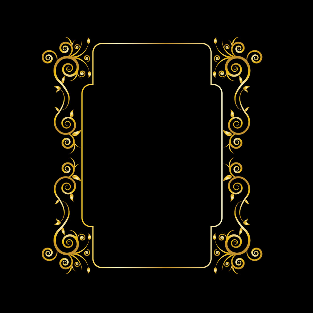 Floral Golden Ornament Design on Black Color cover image.
