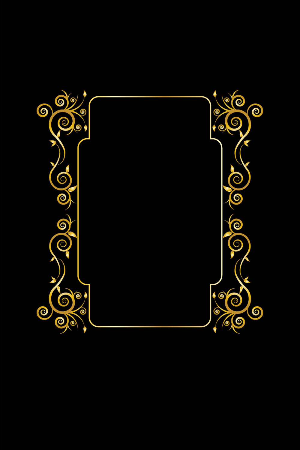 Floral Golden Ornament Design on Black Color pinterest image.