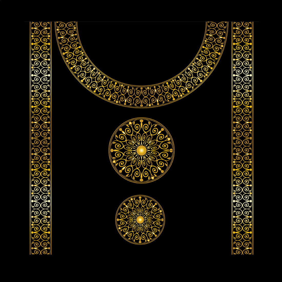 Golden Woman Dress Ornament Frame Design Vector Around Neck and Chest cover image.