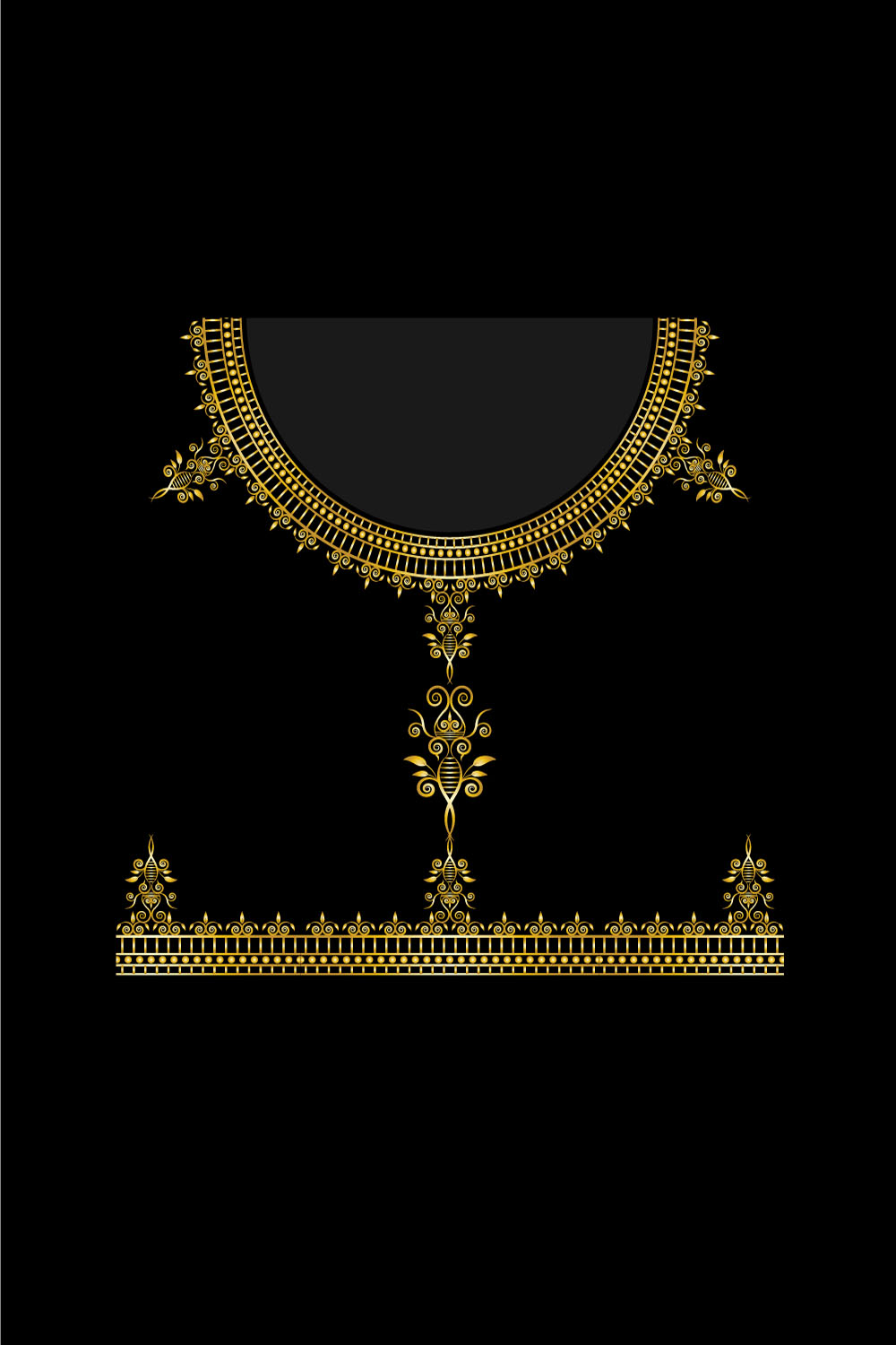 golden woman dress ornament frame design vector around neck and chest 186