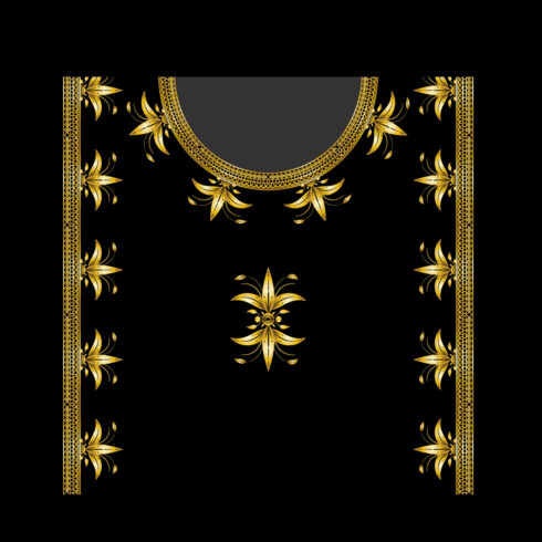 Golden Neck Ornament Frame Design Vector cover image.
