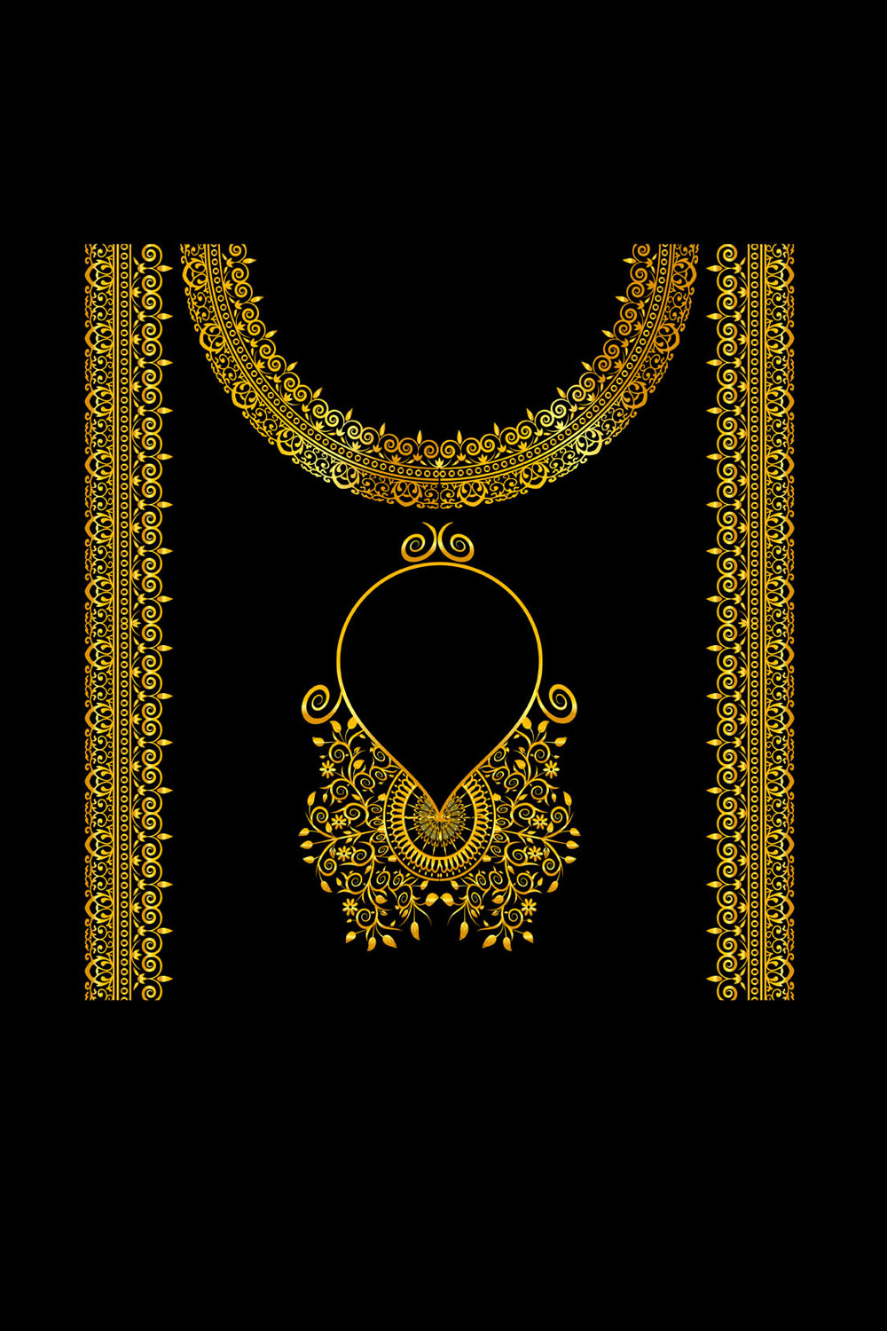 golden woman dress ornament frame design vector around neck and chest 468