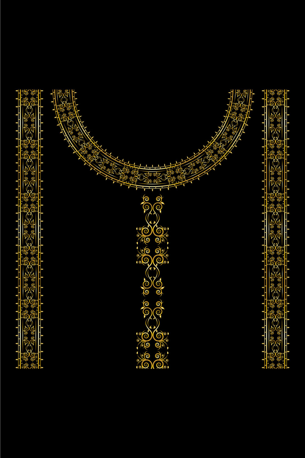 golden woman dress ornament frame design vector around neck and chest 503