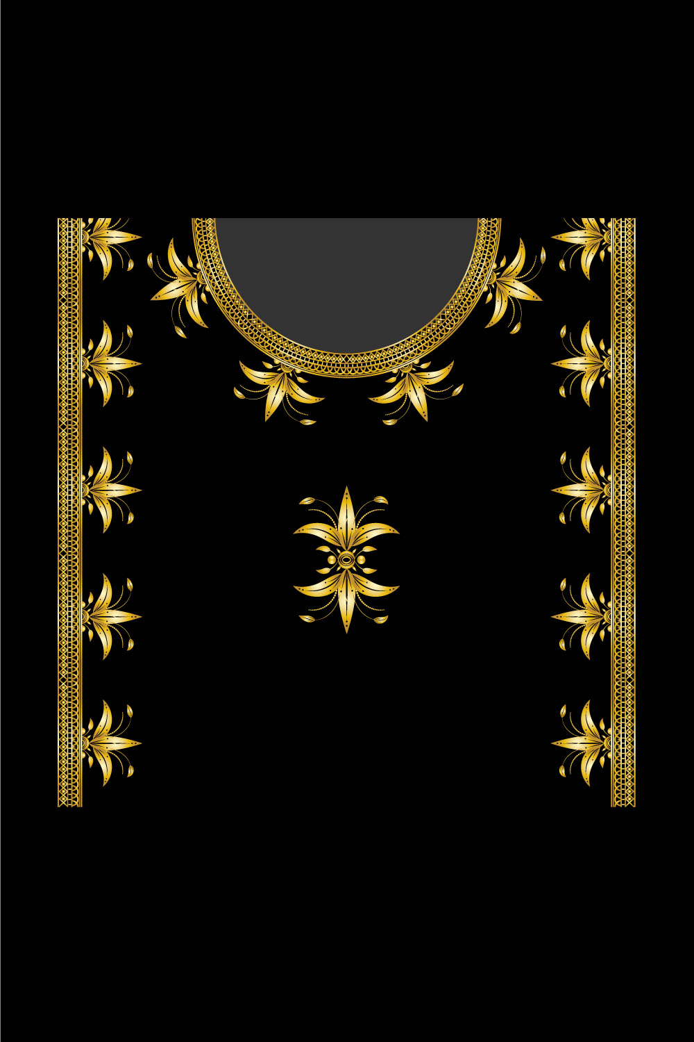 Golden Neck Ornament Frame Design Vector pinterest image.