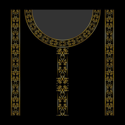 Golden Woman Dress Ornament Frame Design Vector Around Neck and Ches main cover.