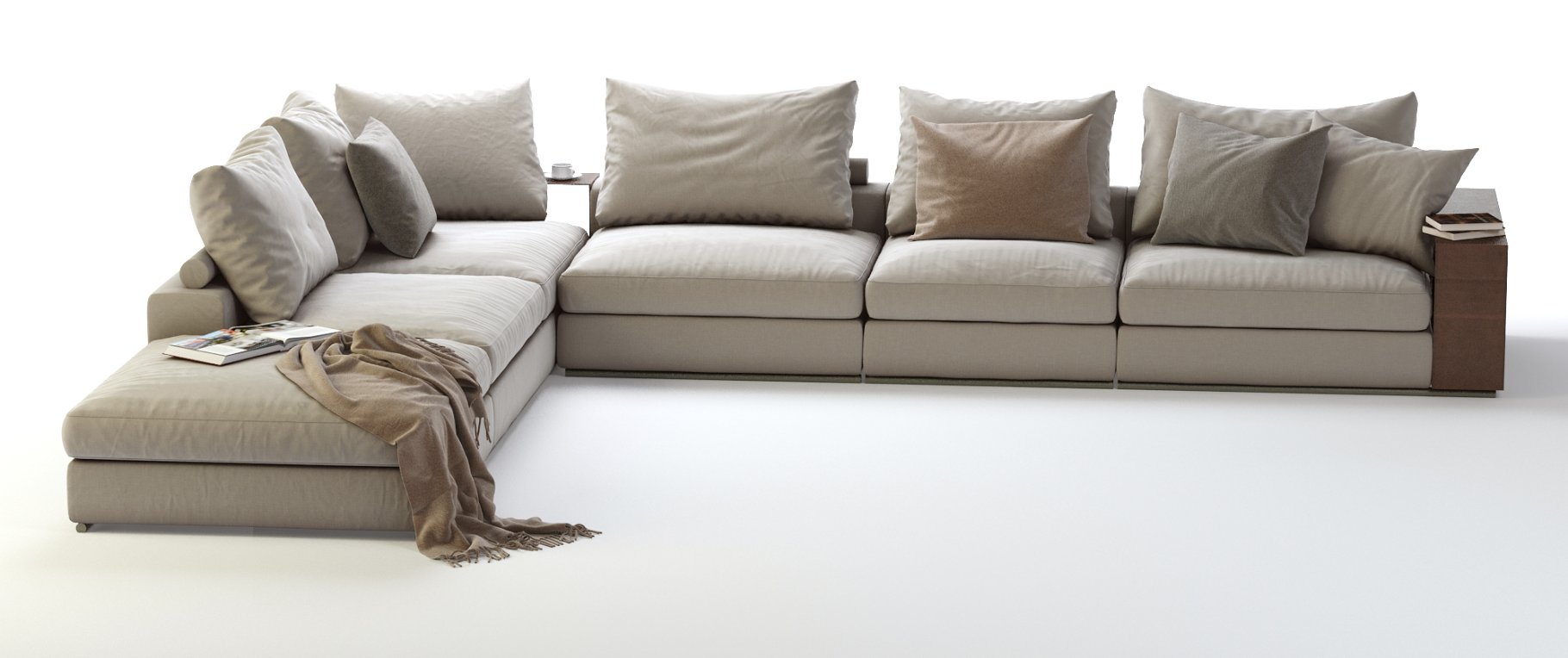 Images of an elegant 3d model of a corner sectional sofa
