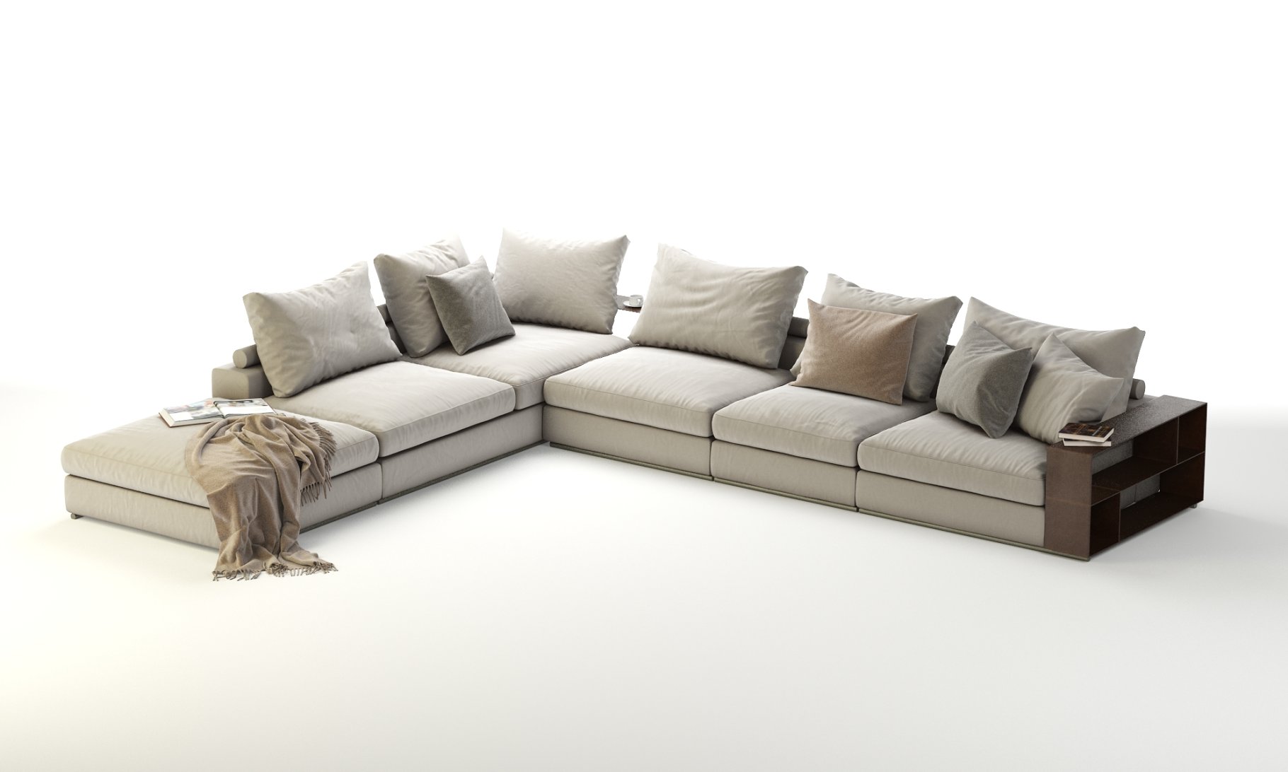 Images of a beautiful 3d model of a corner sectional sofa