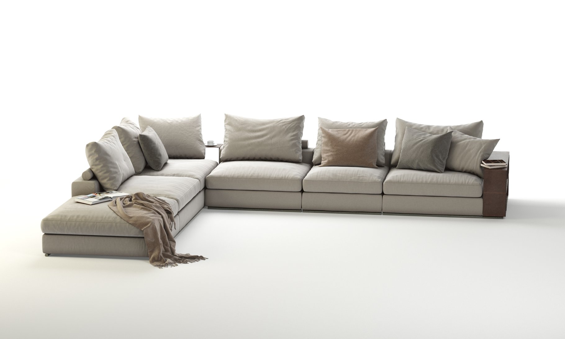 Images of an enchanting 3D model of a corner sectional sofa