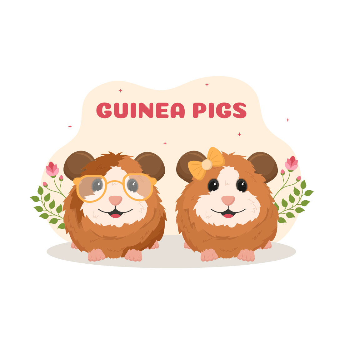 10 Guinea Pig Pets Illustration.