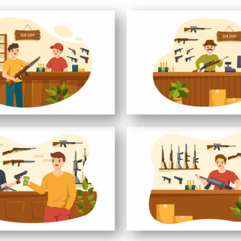 12 Gun Shop or Hunting Illustration | MasterBundles