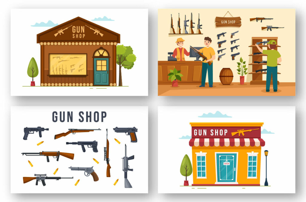 12 Gun Shop or Hunting Illustration - MasterBundles