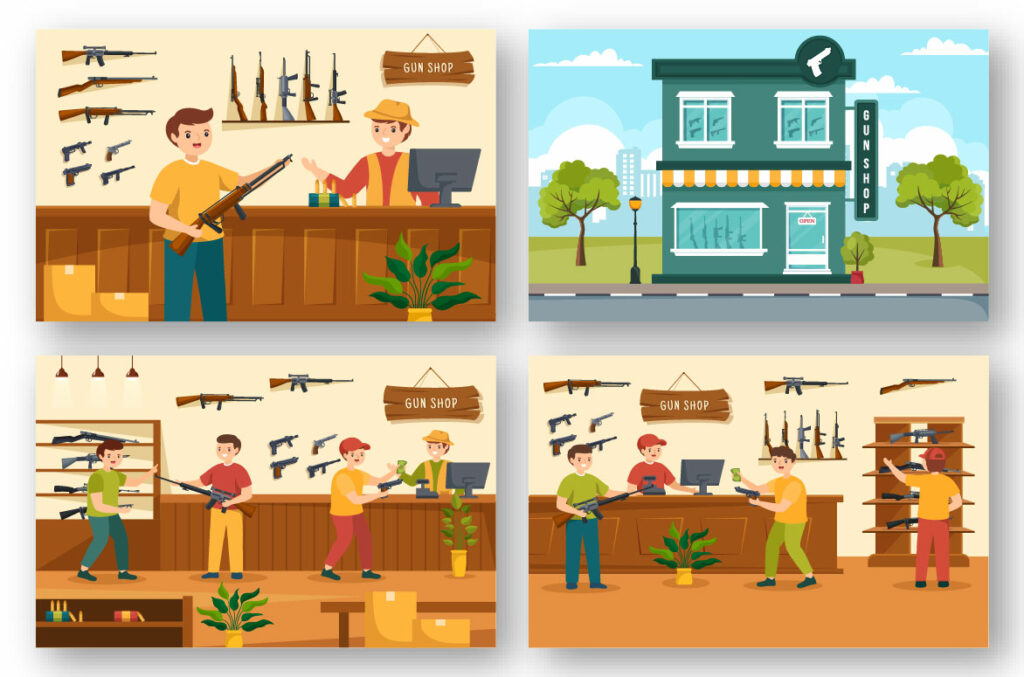 12 Gun Shop or Hunting Illustration - MasterBundles