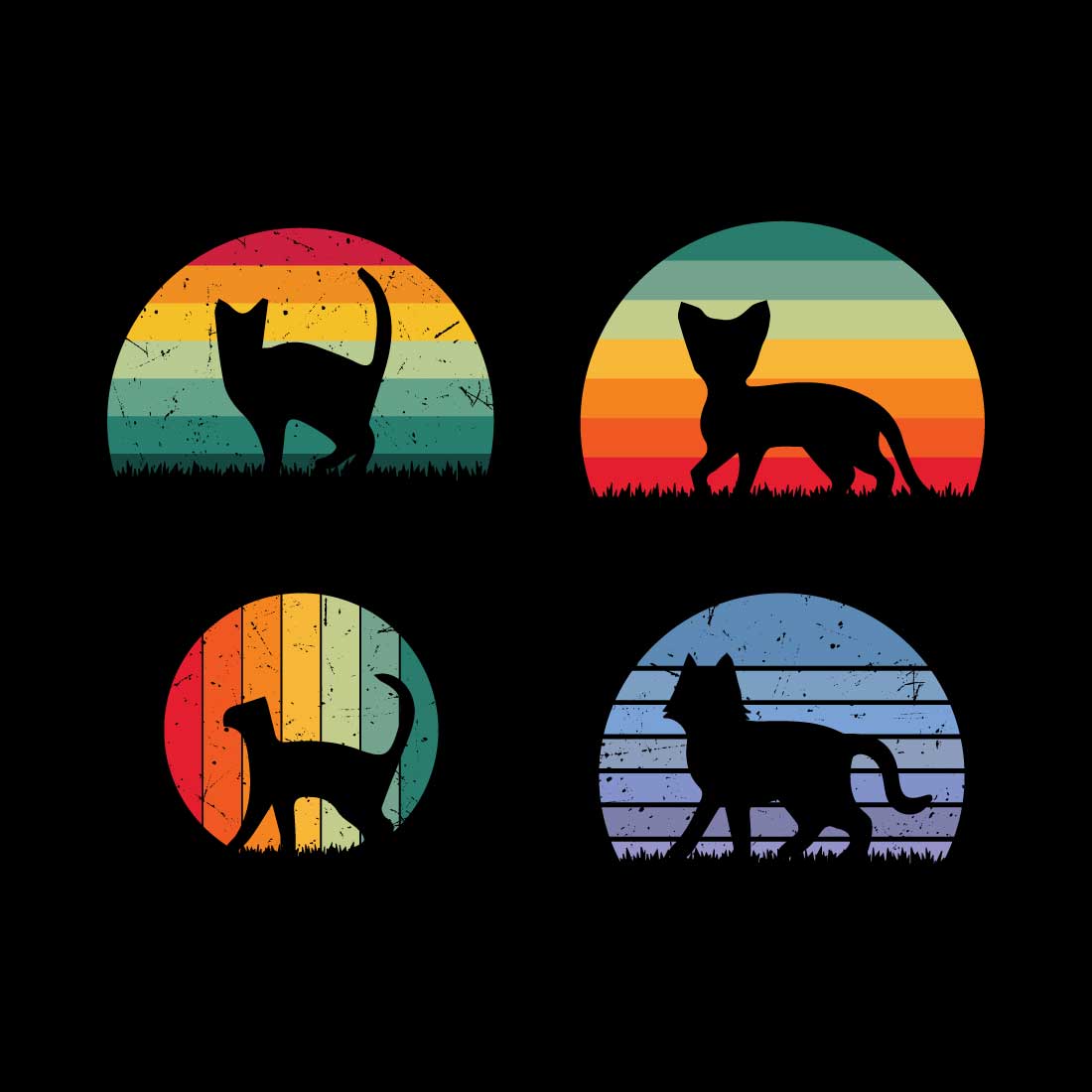 Cat T-shirt Design Bundle preview image.