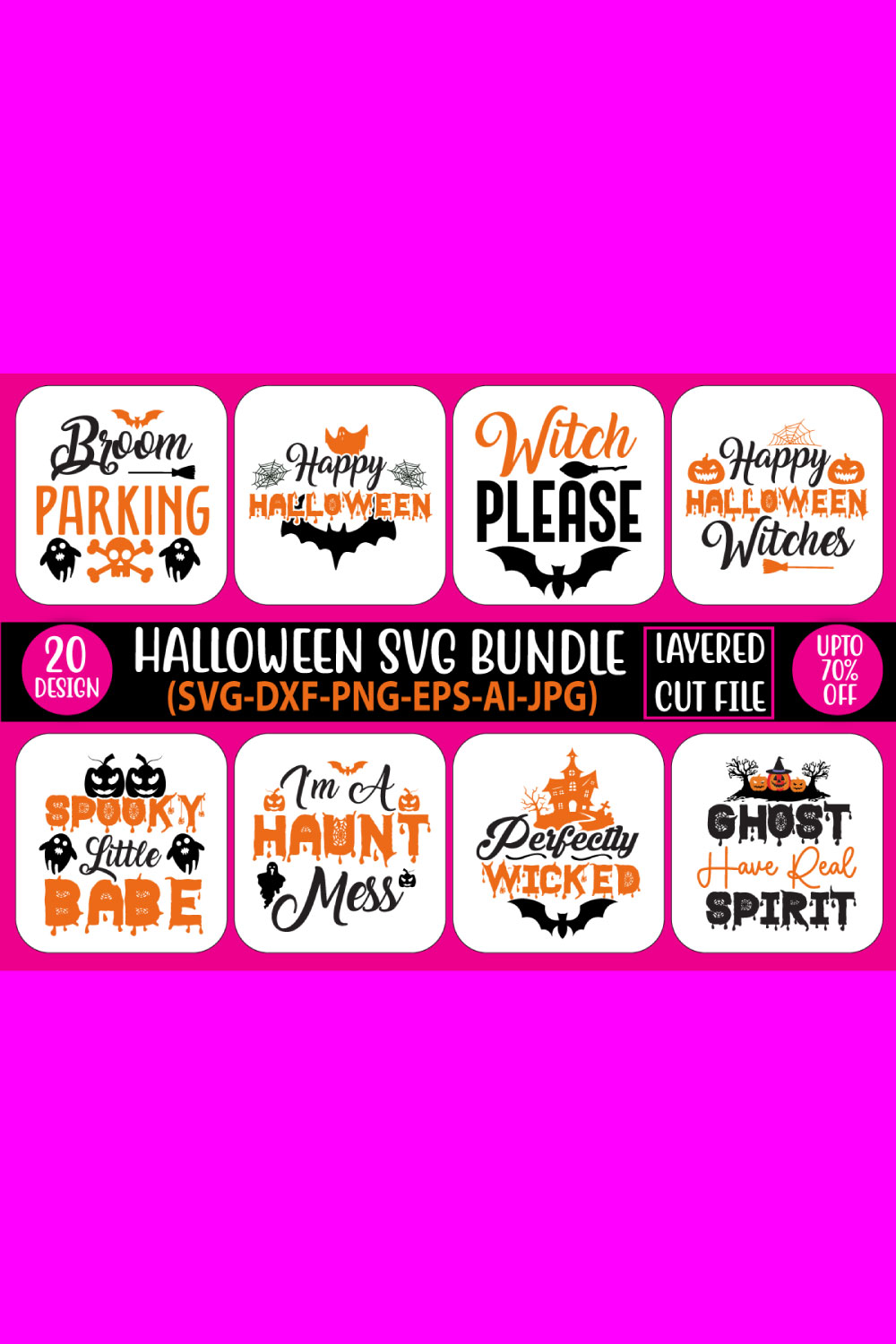 Pack of colorful images for prints on the theme of Halloween