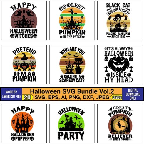 Halloween SVG T-Shirt Design Bundle cover image.