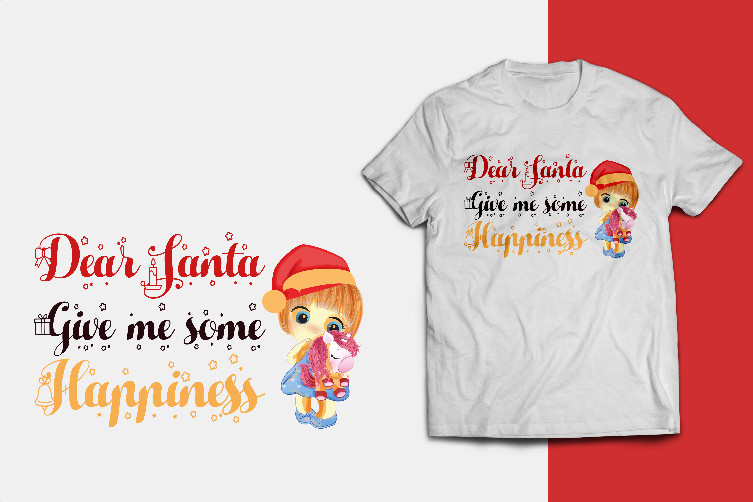 T-shirt Dear Santa Happiness Quotes Design Bundle preview image.