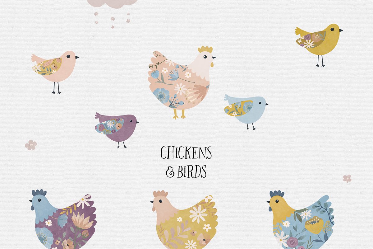 Chickens & birds for Easter Day.