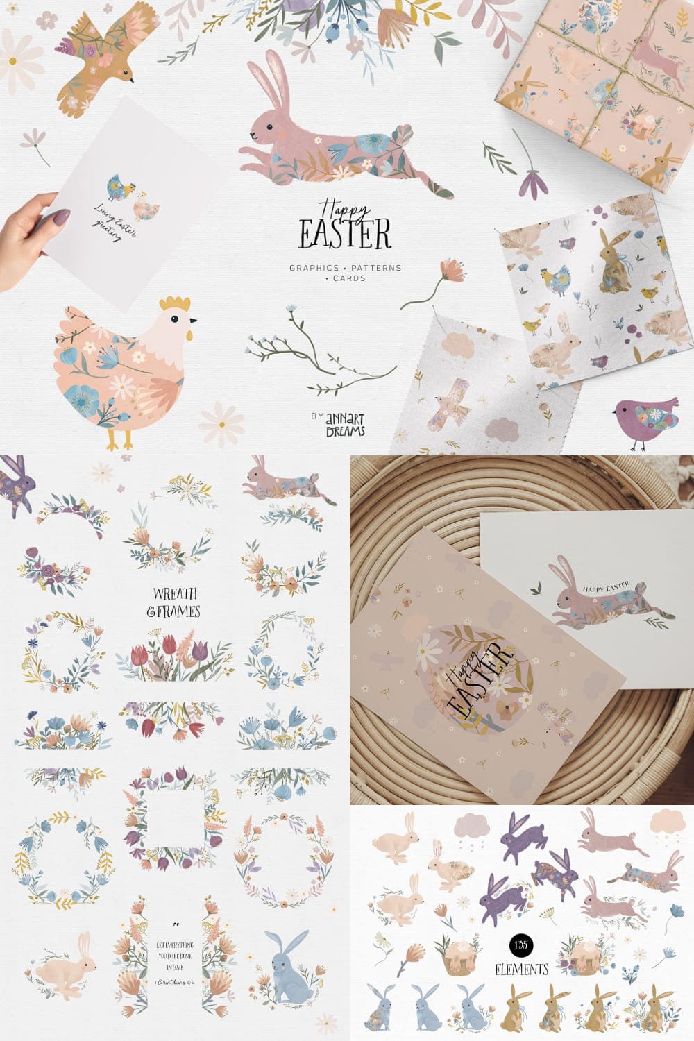 Happy Easter. Spring collection - pinterest image preview.