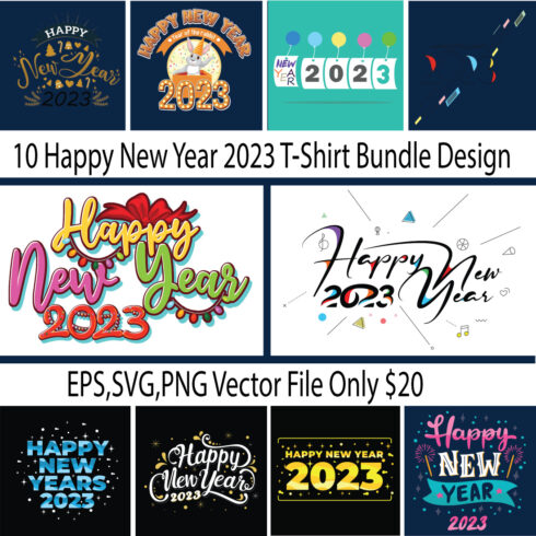 Happy New Year T-shirt Design cover image.