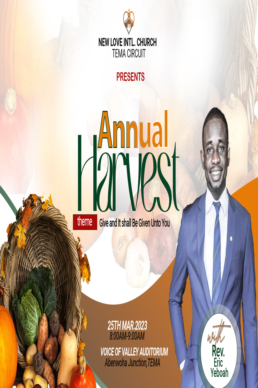 Annual Harvest Church Flyer Design pinterest image.