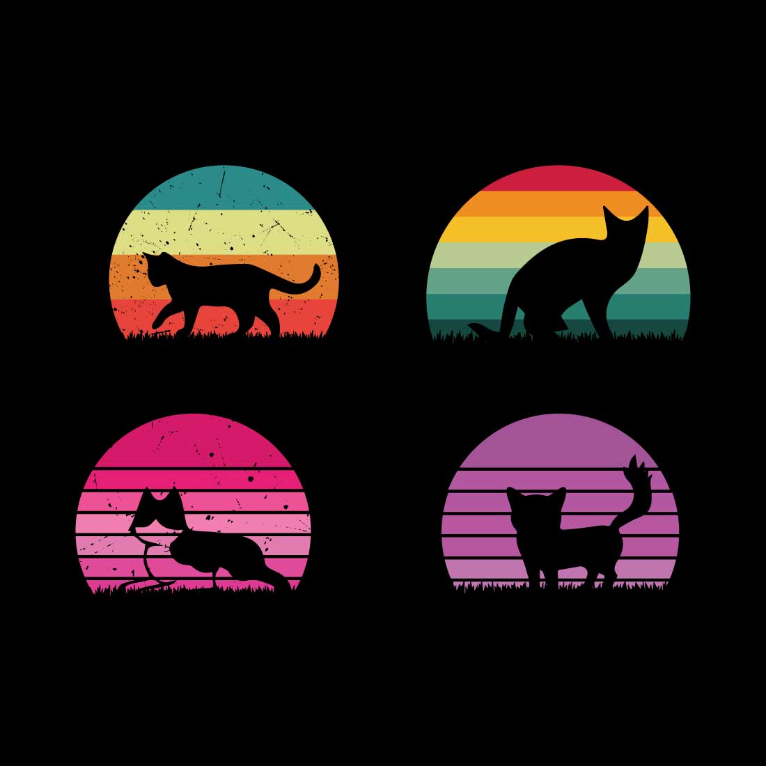 Cat Rainbow T-shirt Design Bundle preview image.