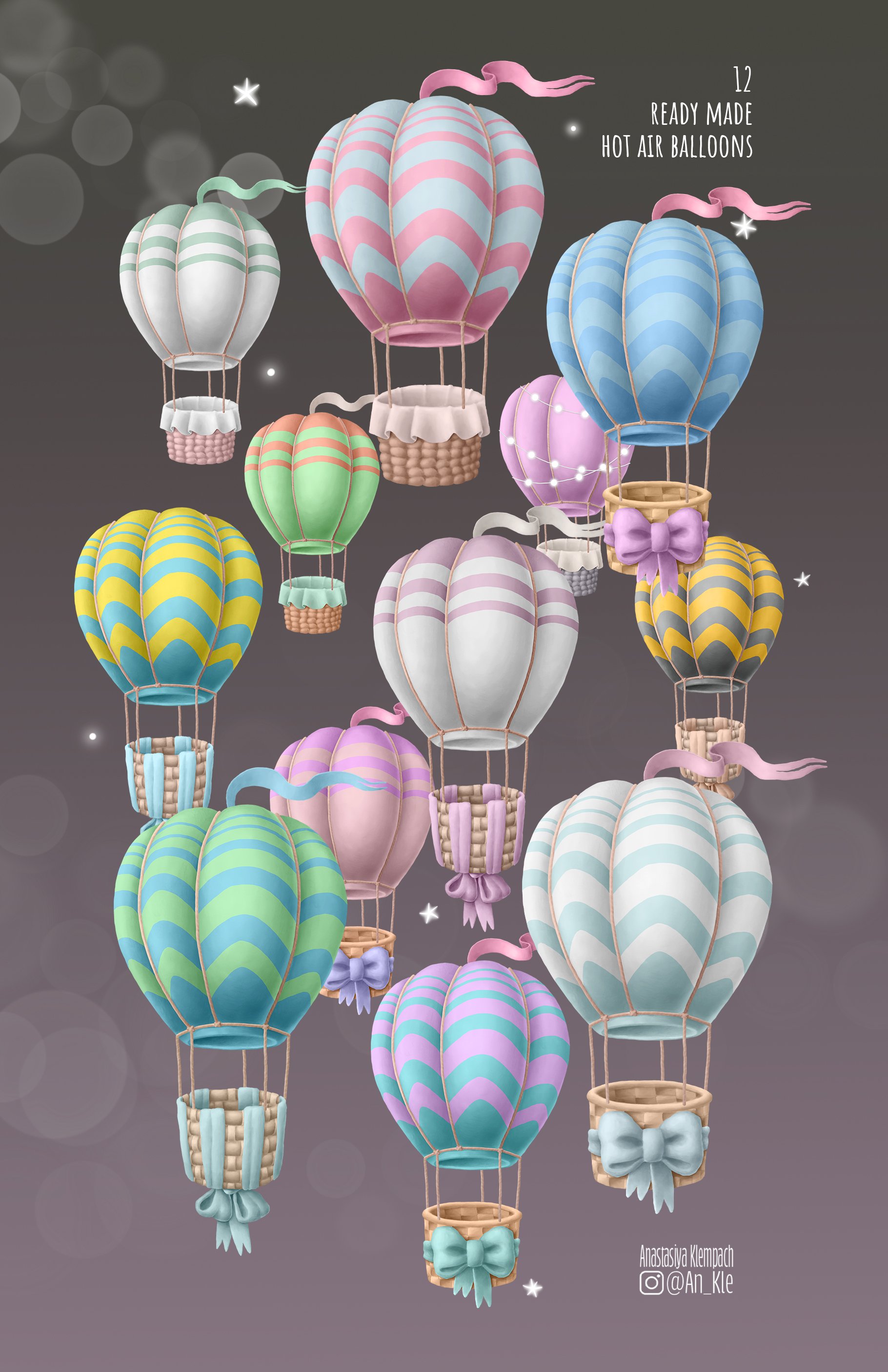 Multicolor collection of air balloons.