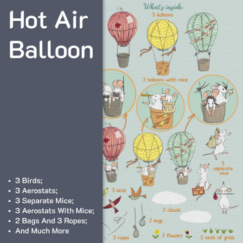 Hot air balloon vector clipart.