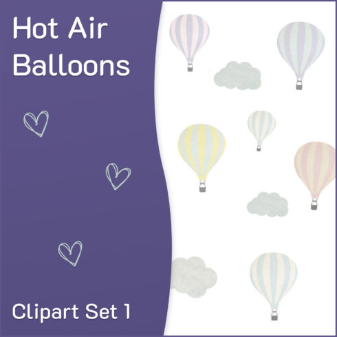 Hot air balloons clip art set 1.