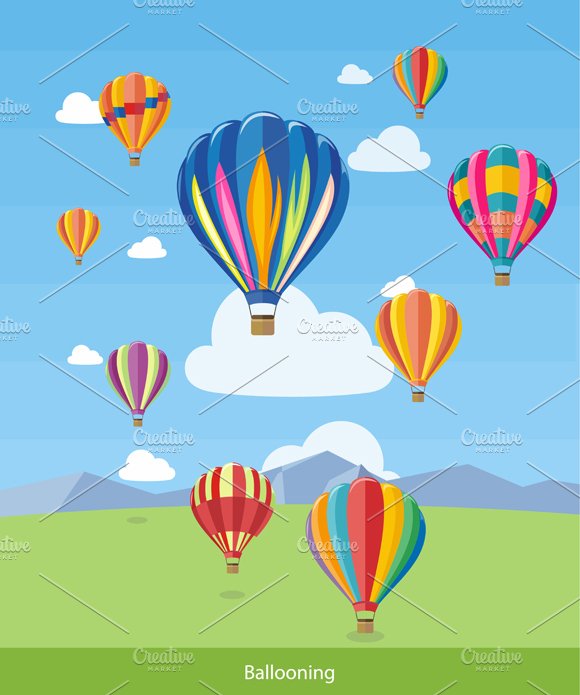 Irresistible image with hot air balloons flying.