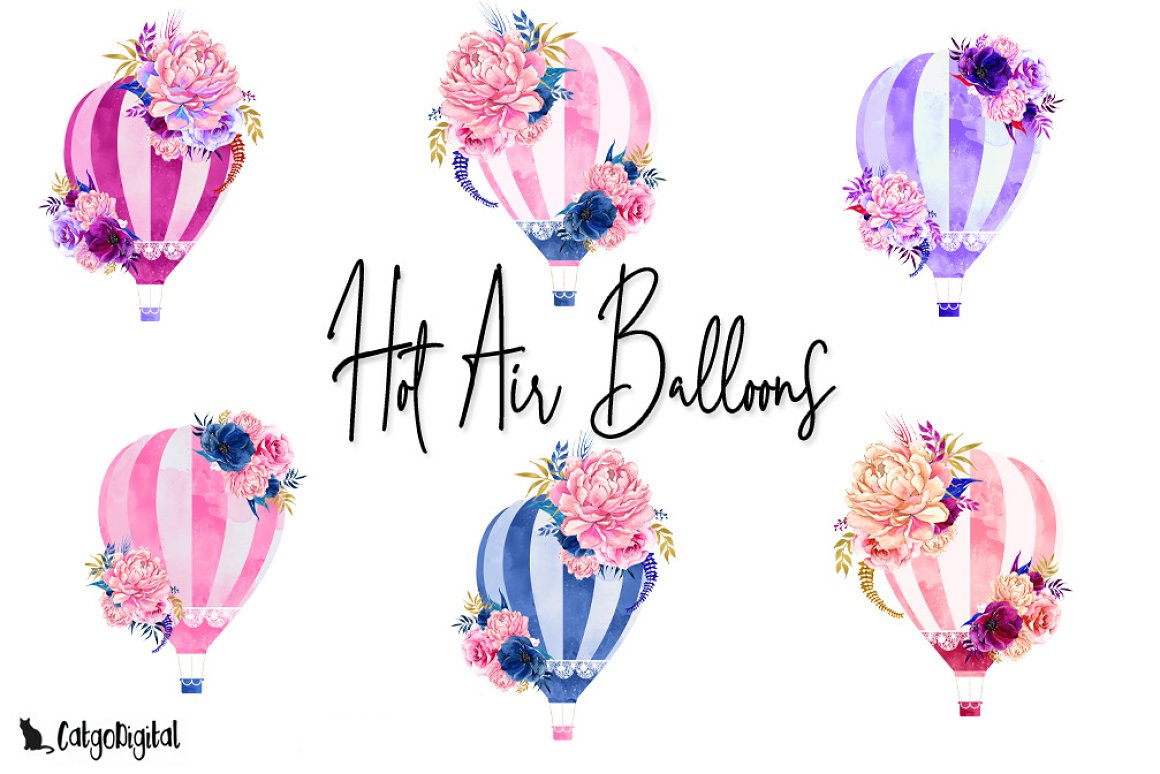 So cute air balloons with flowers.