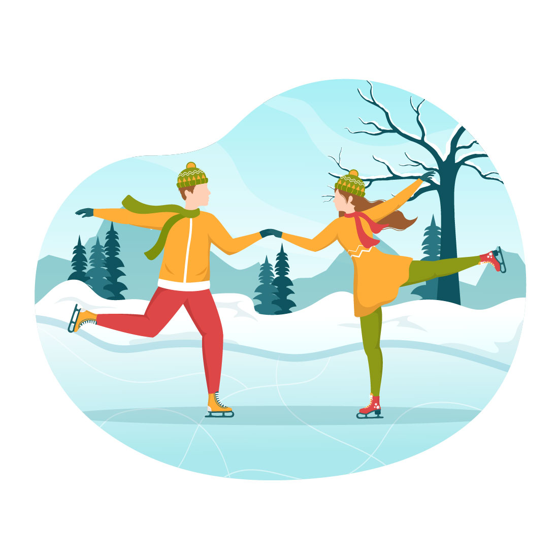 Skating on Ice Rink Illustration cover image.