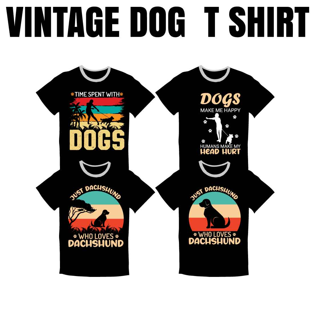 Creative 15 Dog Vintage T-shirt Bundle.
