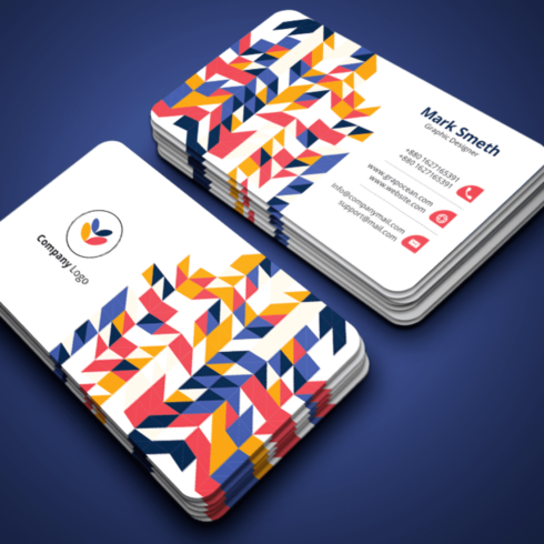 Creative Geometric Business Card Template cover image.