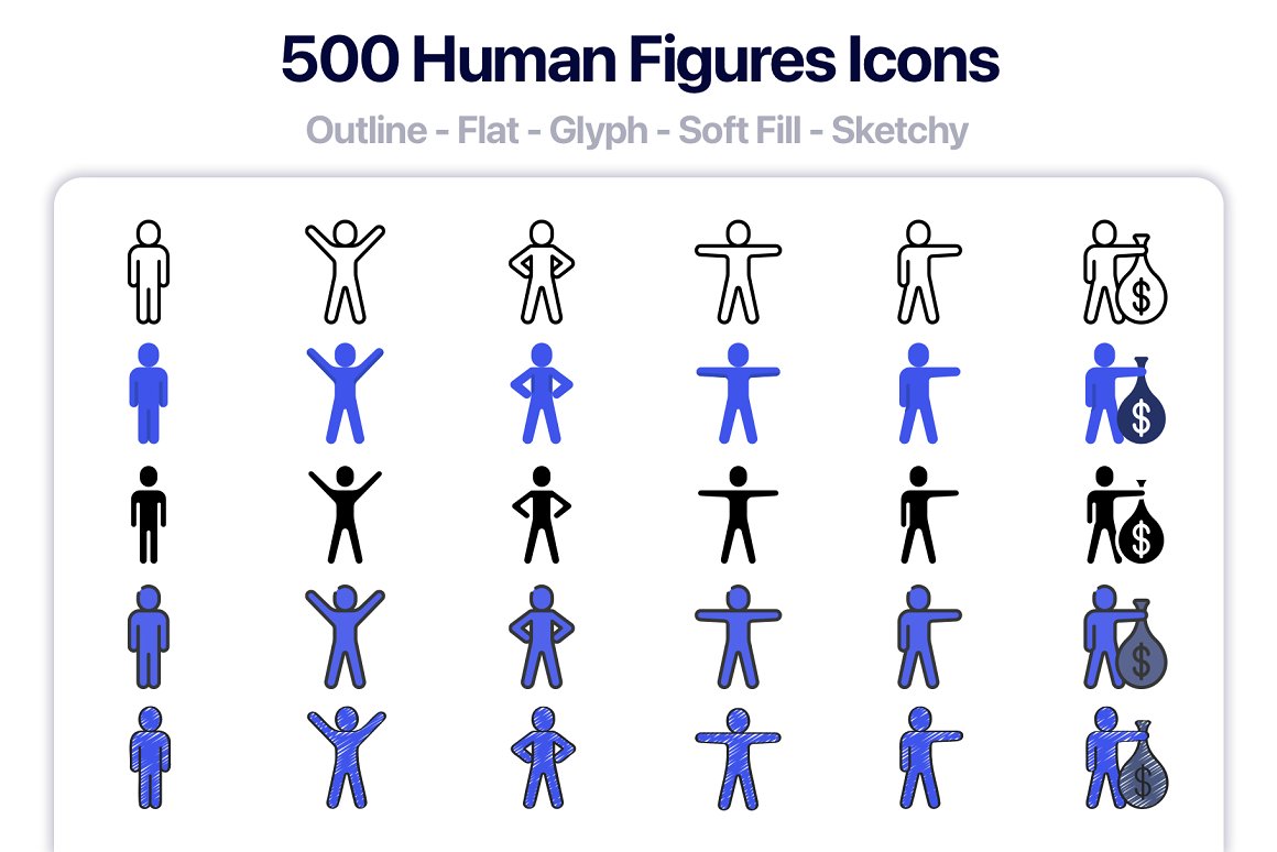 500 human figures icons on a white background.