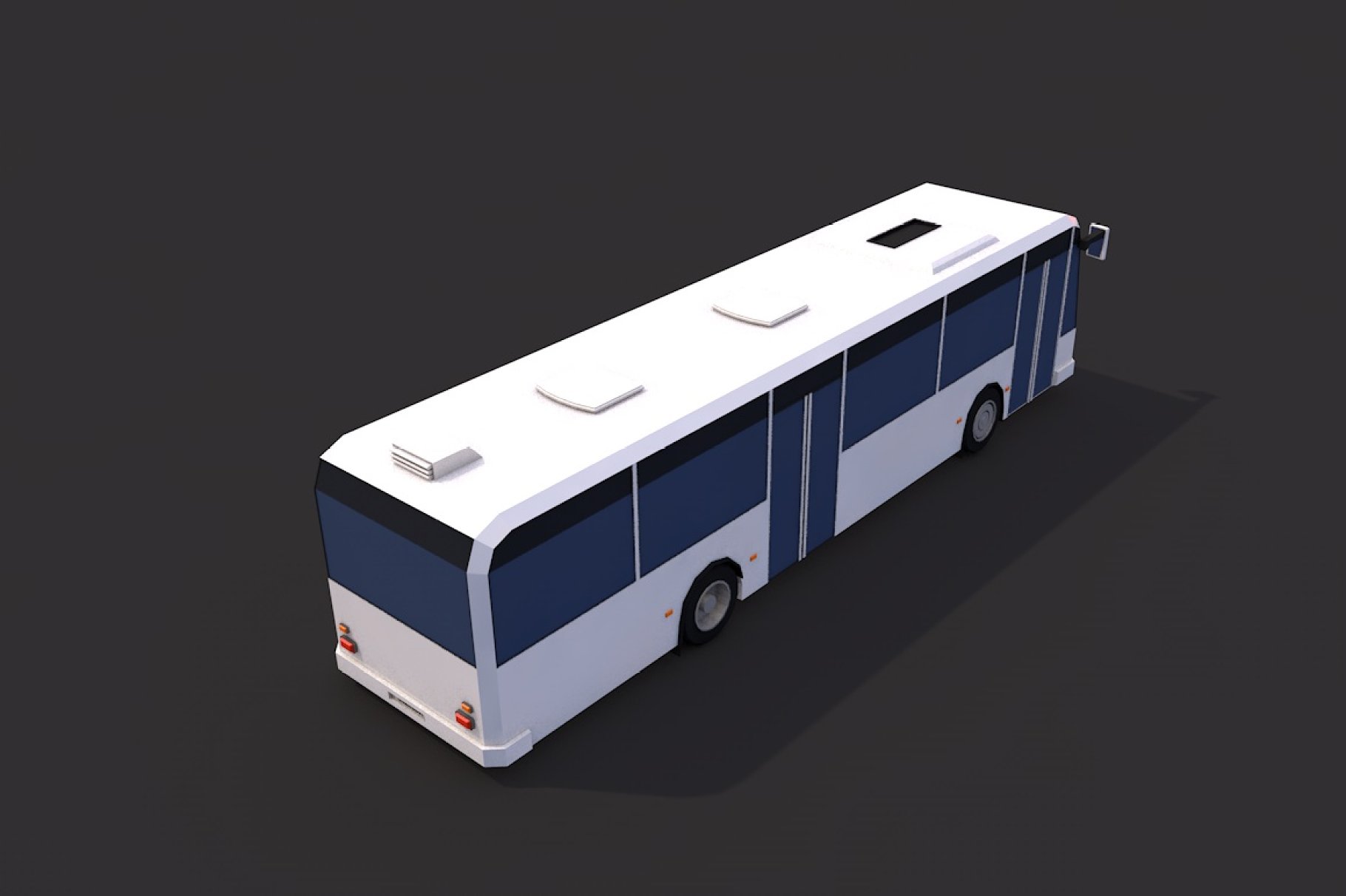 Back right mockup of low poly city bus.