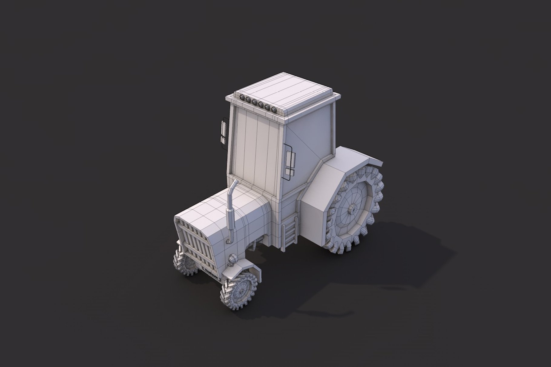 Graphic version of low poly tractor mockup.
