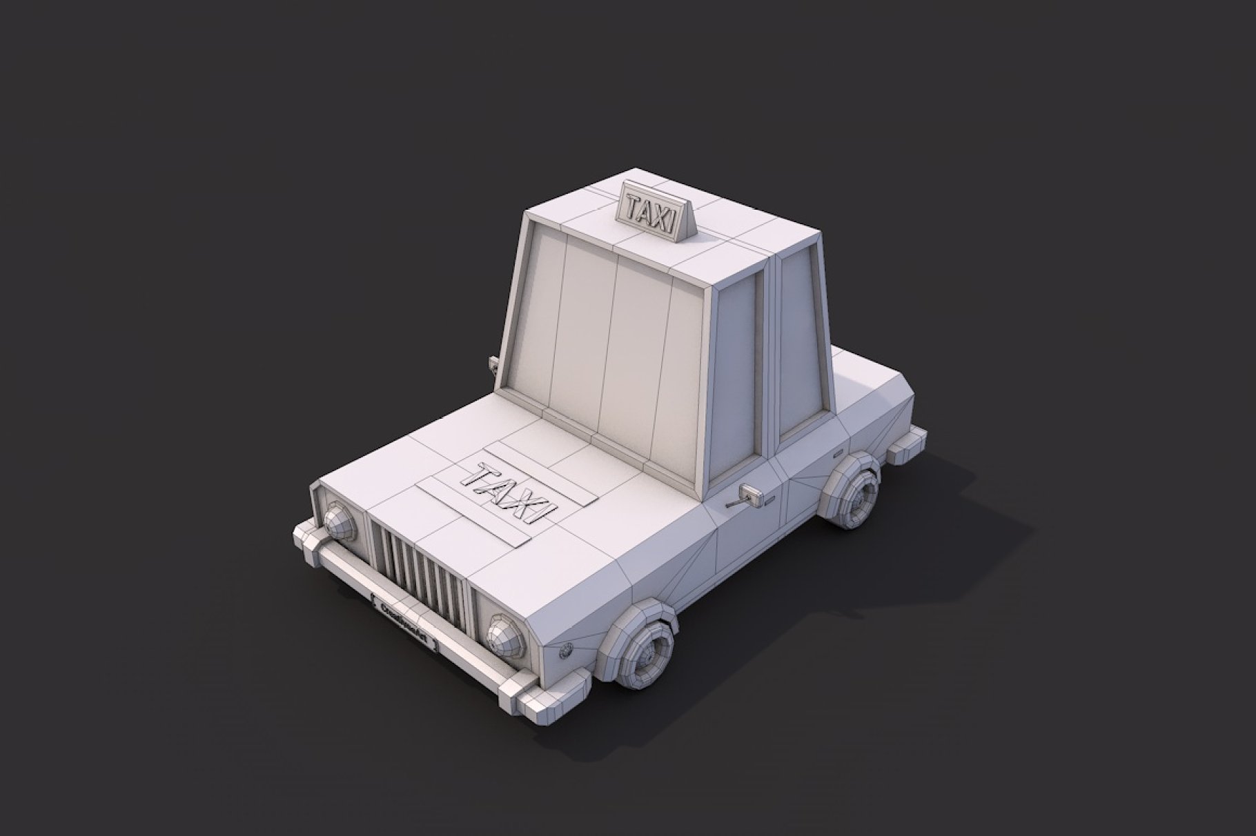 Graphic front left mockup of low poly taxi car.