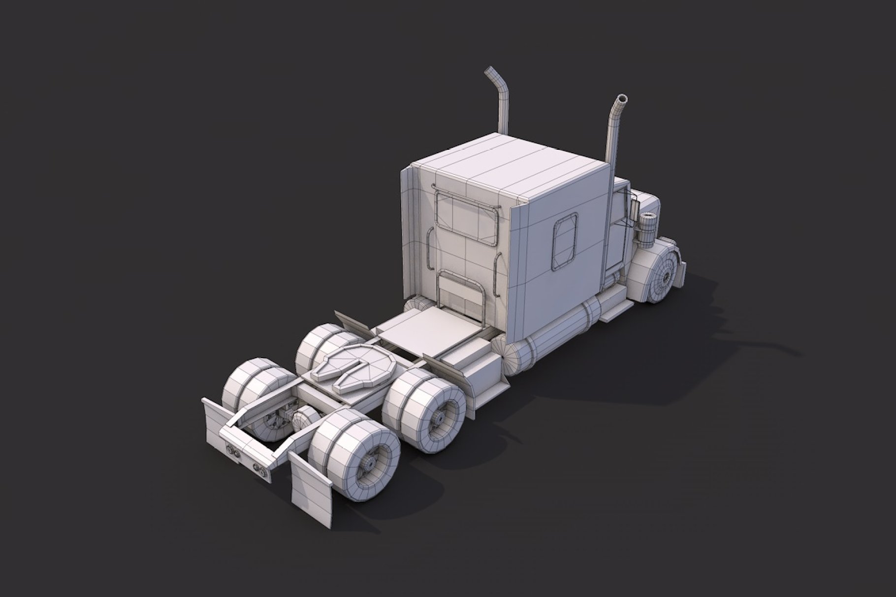 Graphic back right mockup of low poly american heavy truck.